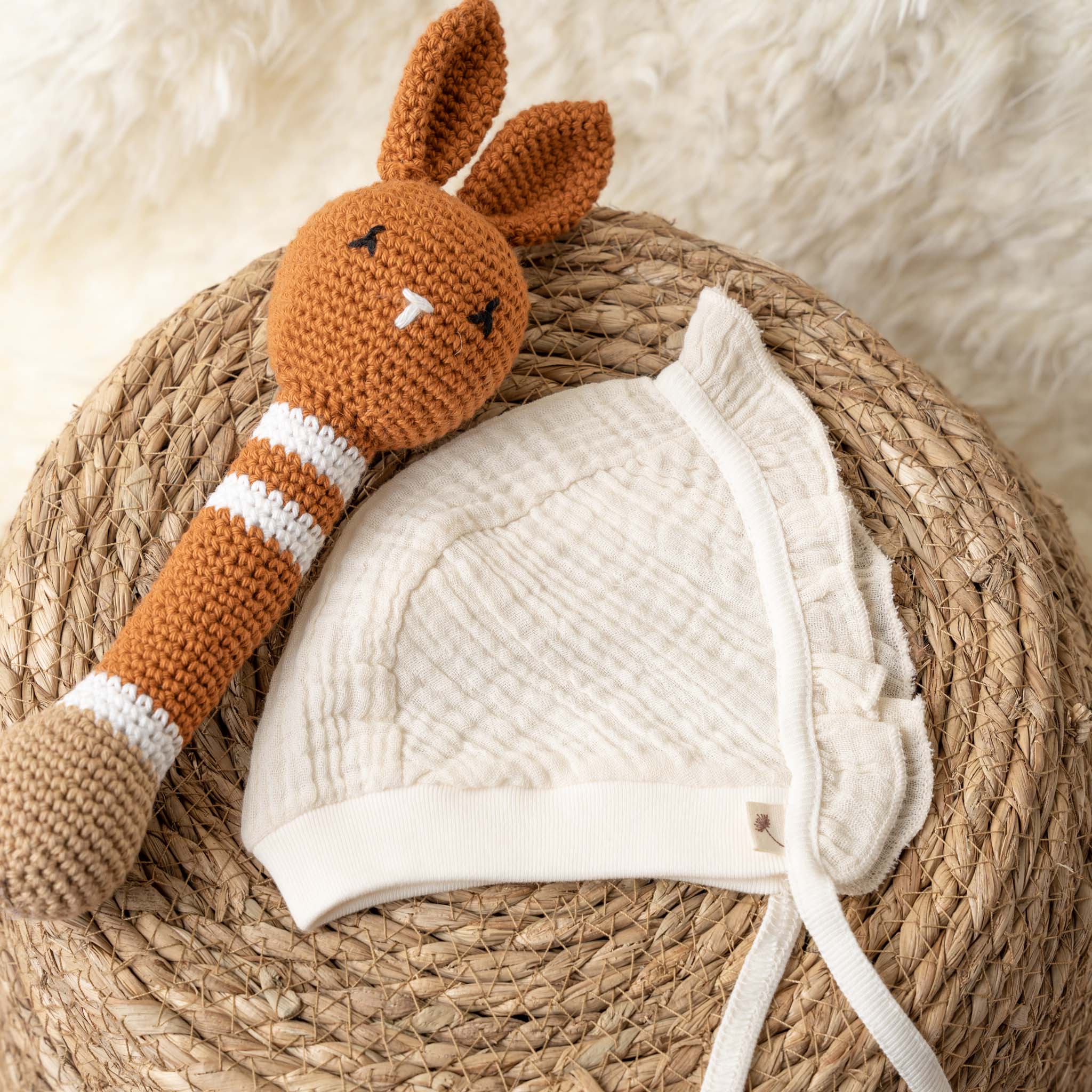 Flower of Life Baby Bonnet from Z-KIDS - Soft Muslin Tie-On Cap (Pack of 2)