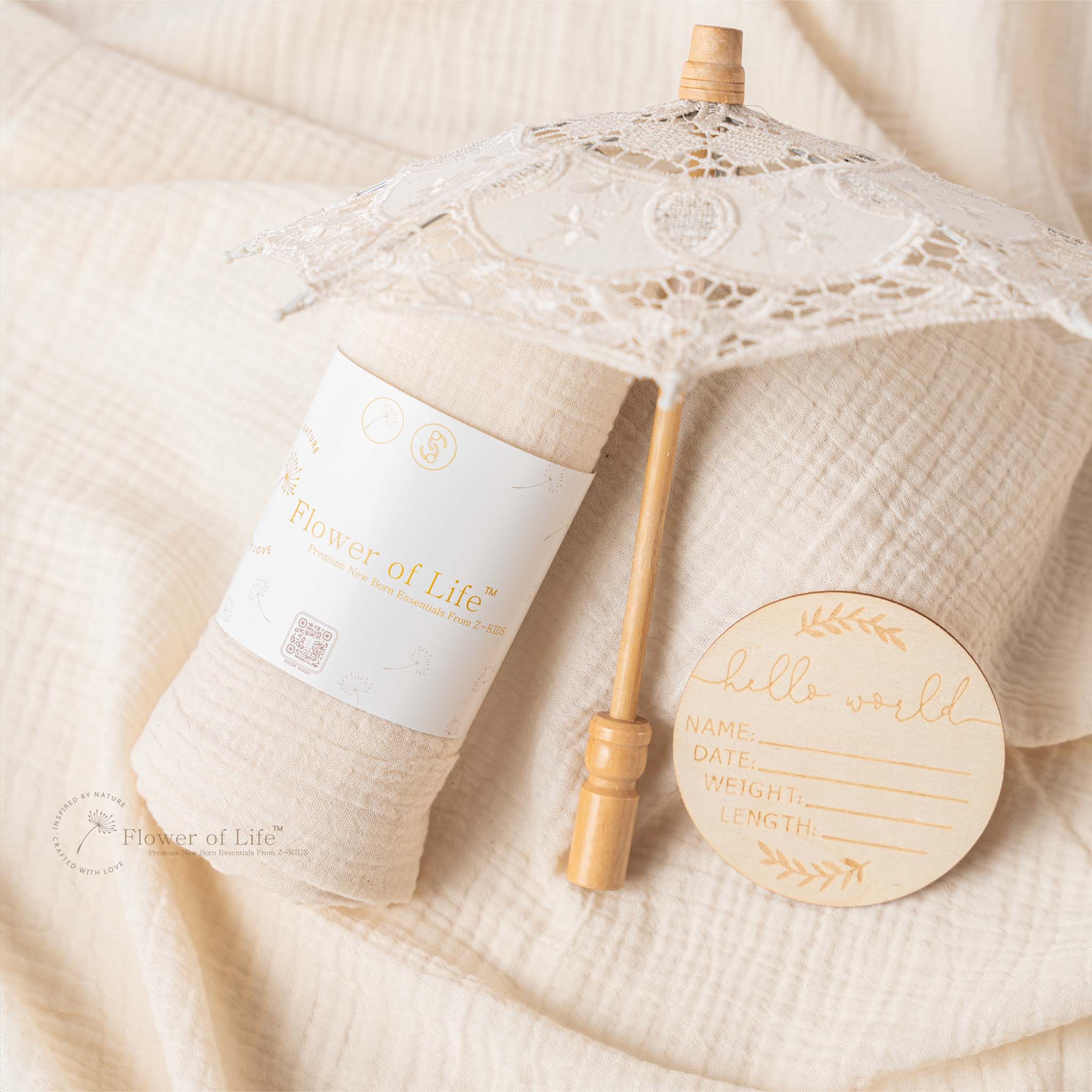 Flower of Life - Baby Swaddle from Z-KIDS - Lightweight Muslin Wrap (80x80 cm)