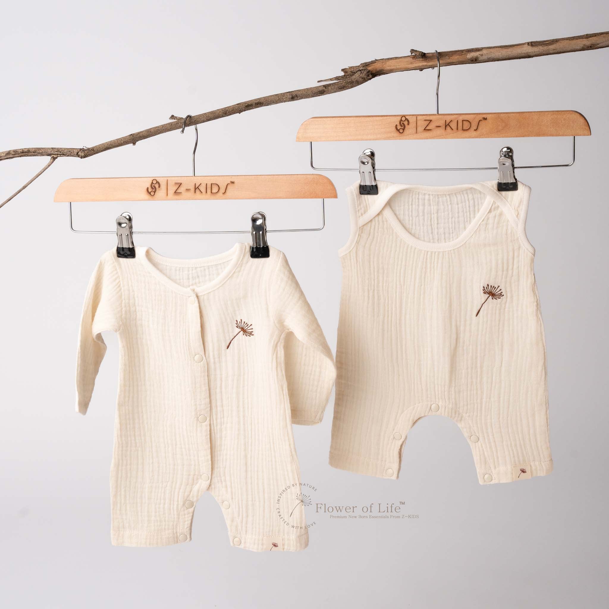 Z-KIDS 2-piece muslin dress set for newborn — includes bodysuit and sleeveless romper